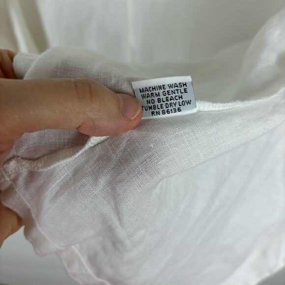 bryn Walker White Linen open jacket Flare Bell Sleeve minimalist coastal - Picture 7 of 8